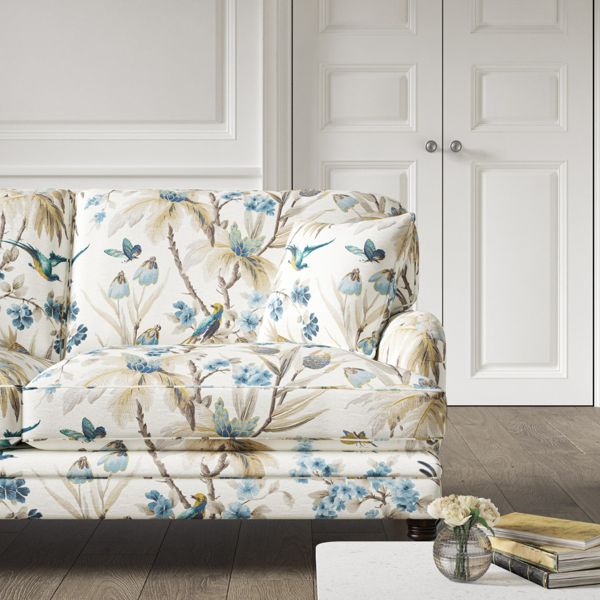 Blue shop cream sofa