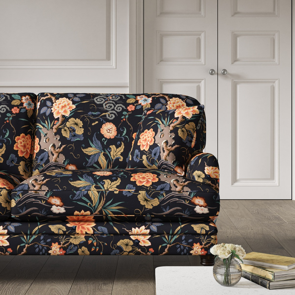 Coral shop velvet sofa
