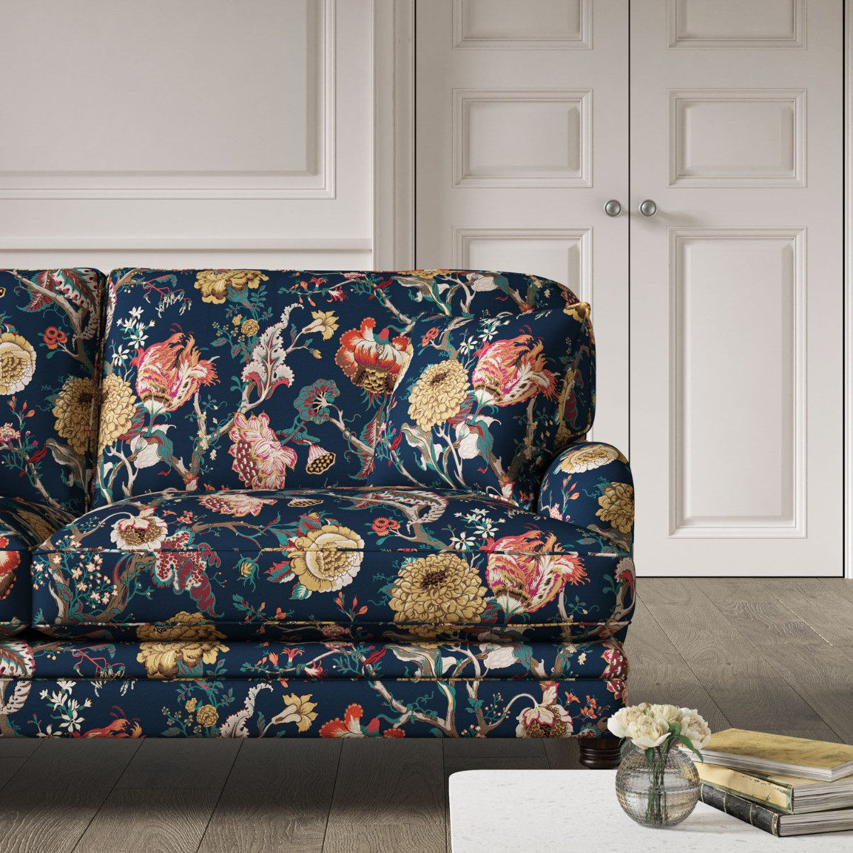 Velvet floral sofa discount