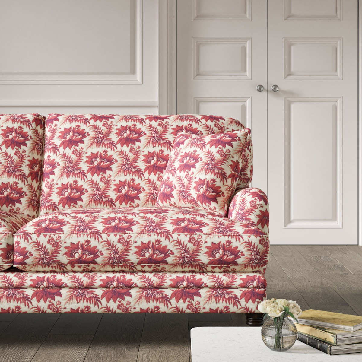 Red shop floral sofa