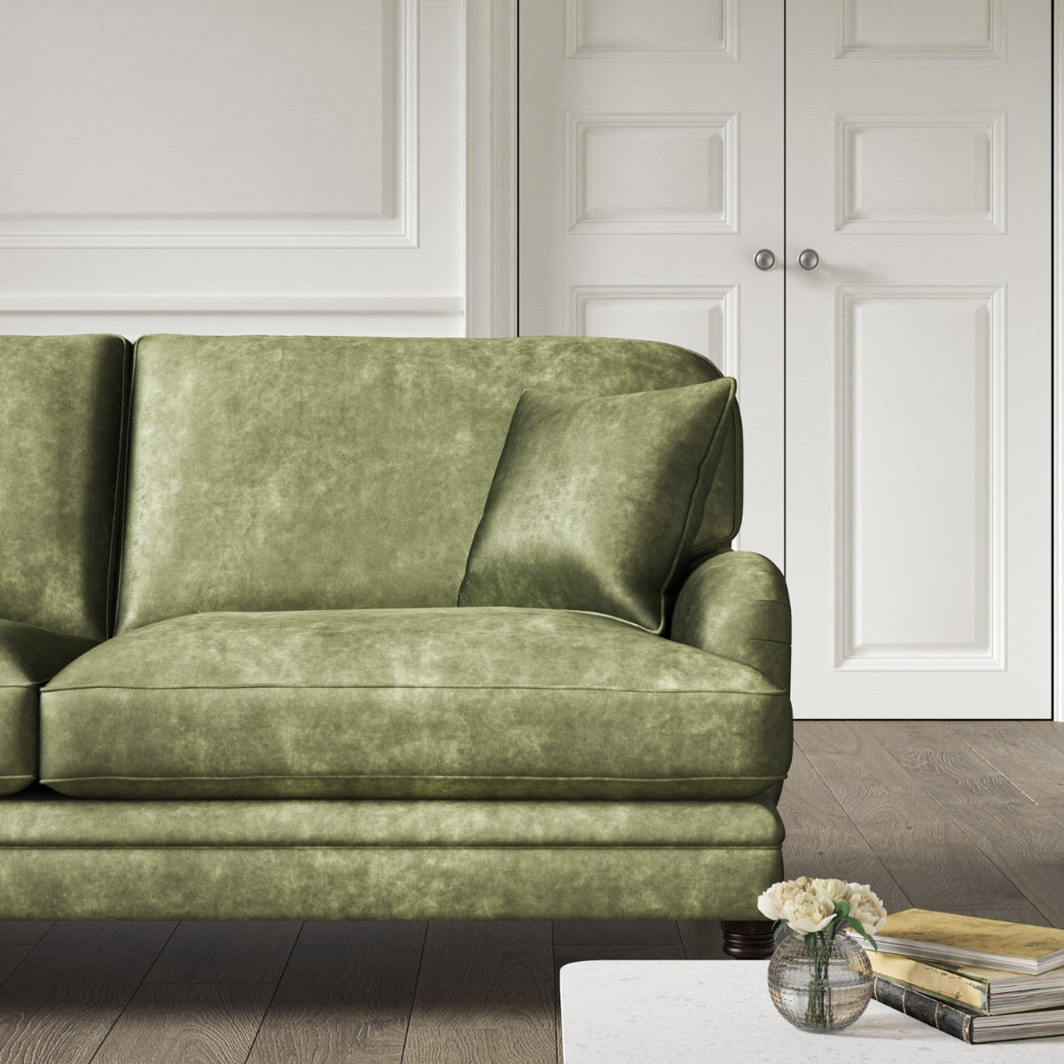 Sage green discount velvet couch
