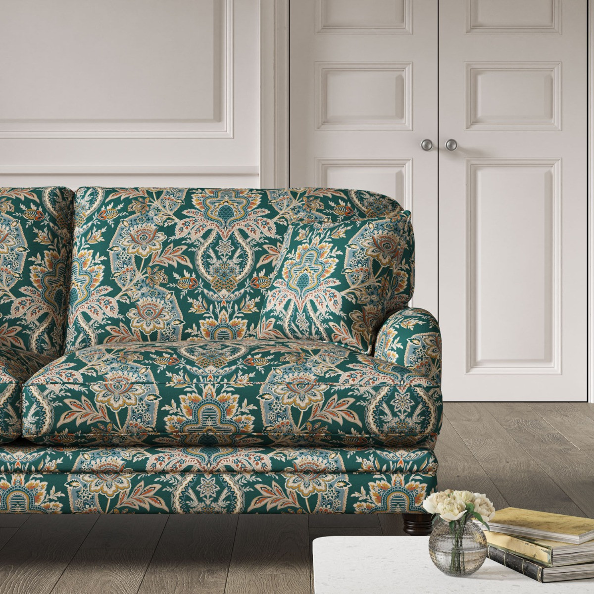 Warwick 3 Seat Sofa Paisley Damask Teal
