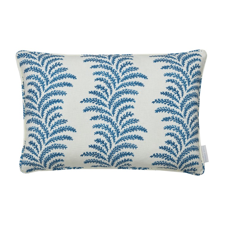 Aubry Indigo Printed Linen Cushion 55cm x 38cm