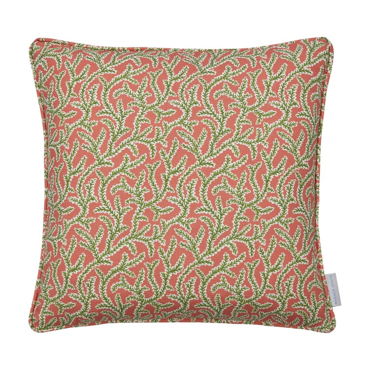 Emeline Coral Printed Linen Cushion 43cm x 43cm