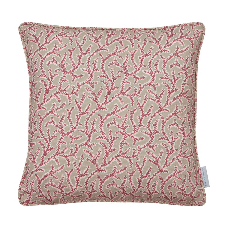 Emeline Raspberry Printed Linen Cushion 43cm x 43cm