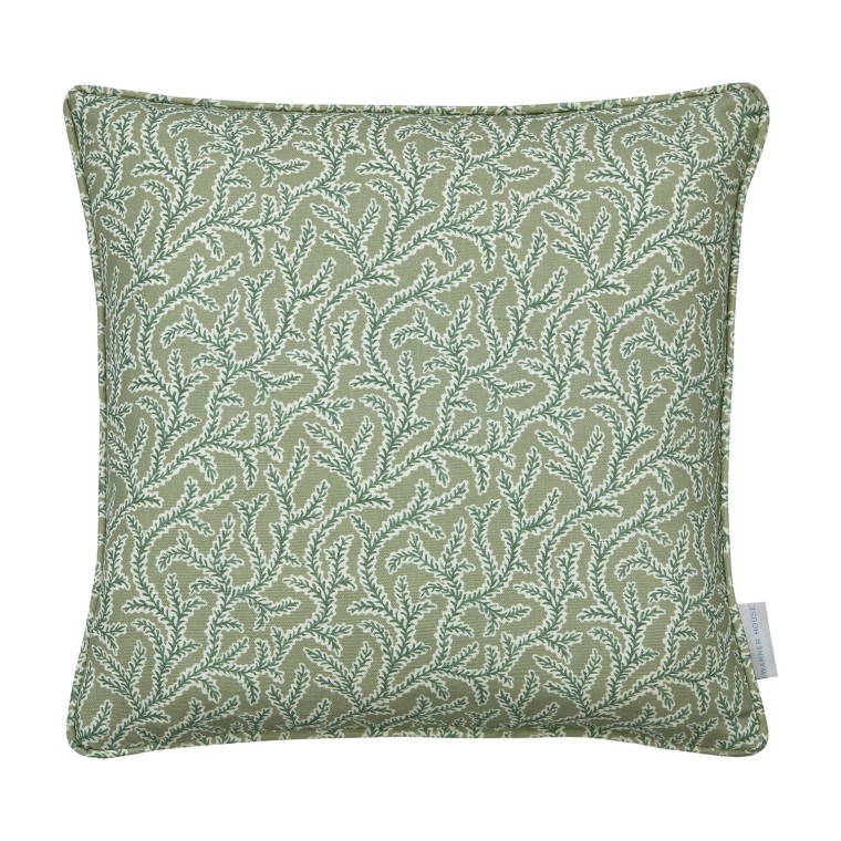 Emeline Sage Printed Linen Cushion 43cm x 43cm