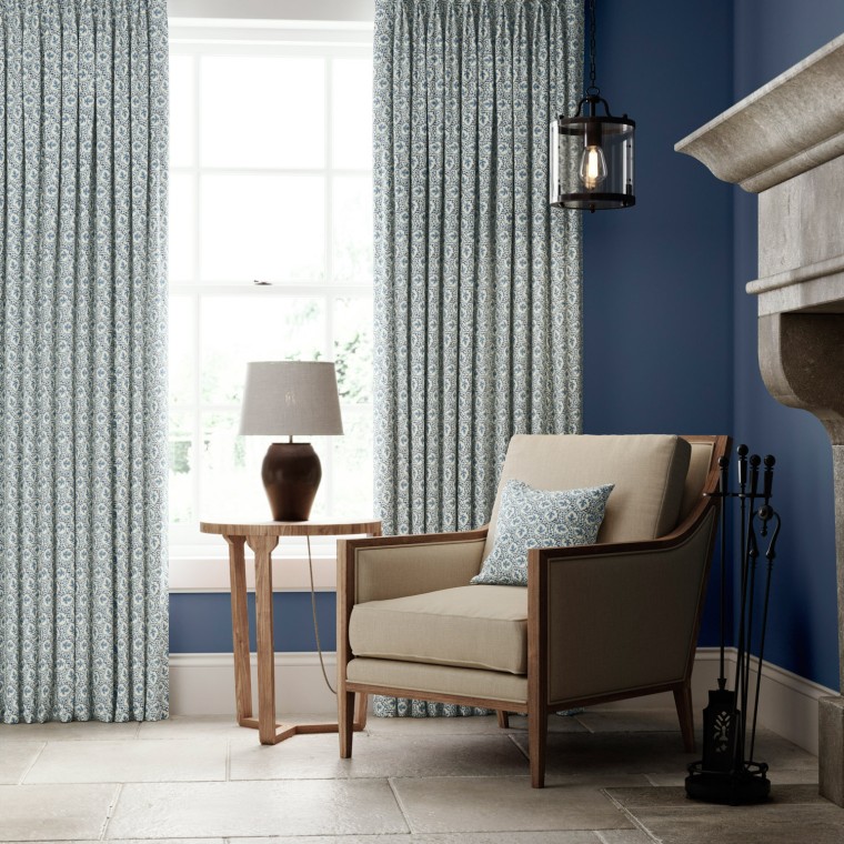 Acanthus Indigo Curtains