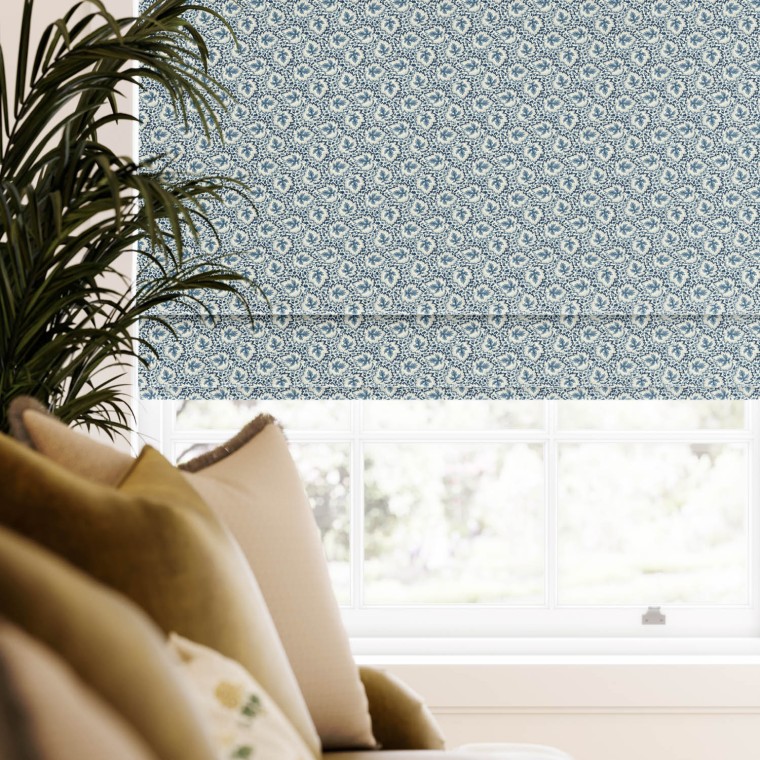 Acanthus Indigo Roman Blind