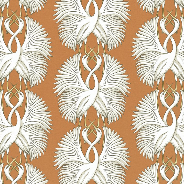 cranes amber printed cotton flat