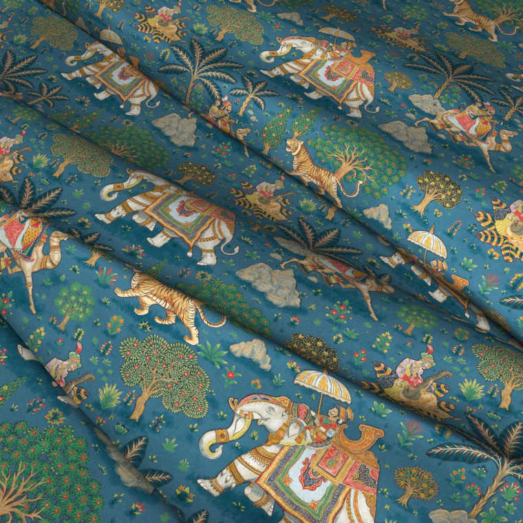 Jaipur Midnight Velvet Fabric Warner House