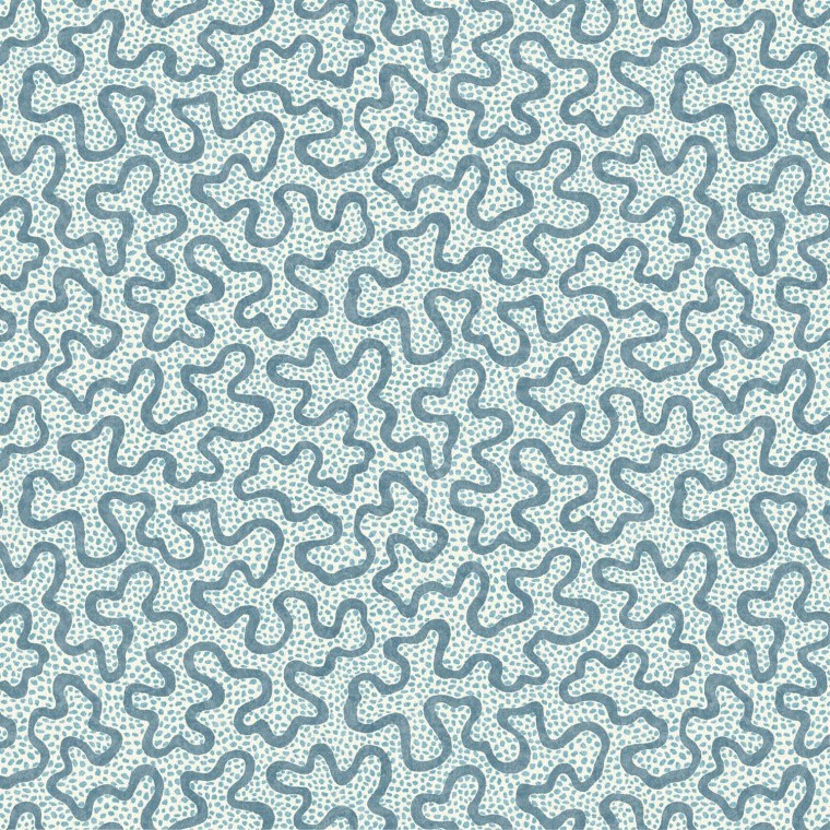 Meander Ocean Linen Mix Fabric