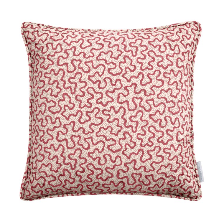 Meander Raspberry Linen Mix Cushion 43cm x 43cm