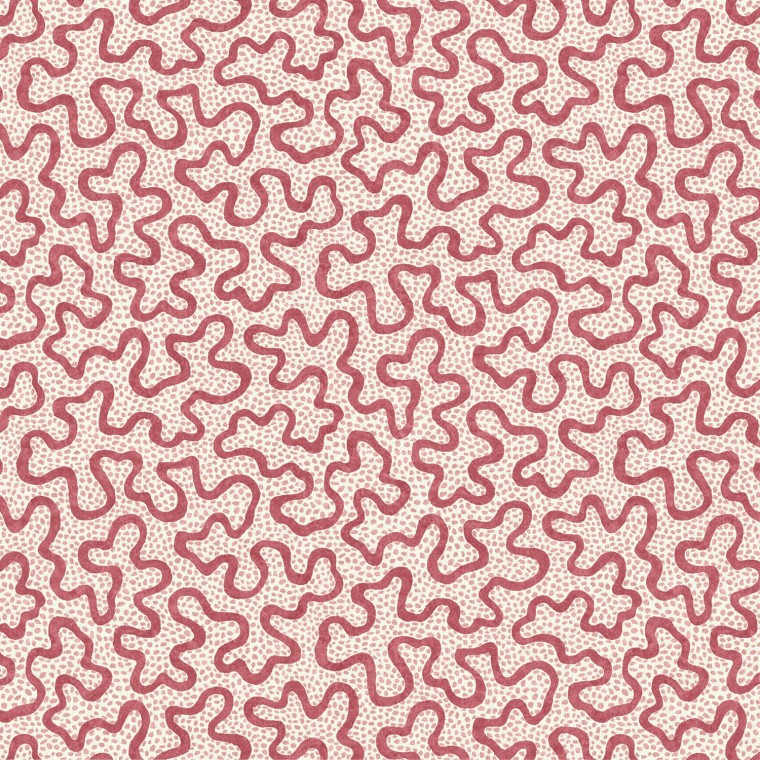 Meander Raspberry Linen Mix Fabric