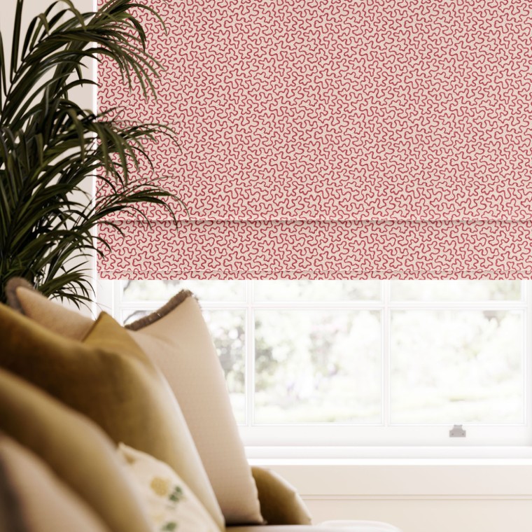 Meander Raspberry Roman Blind
