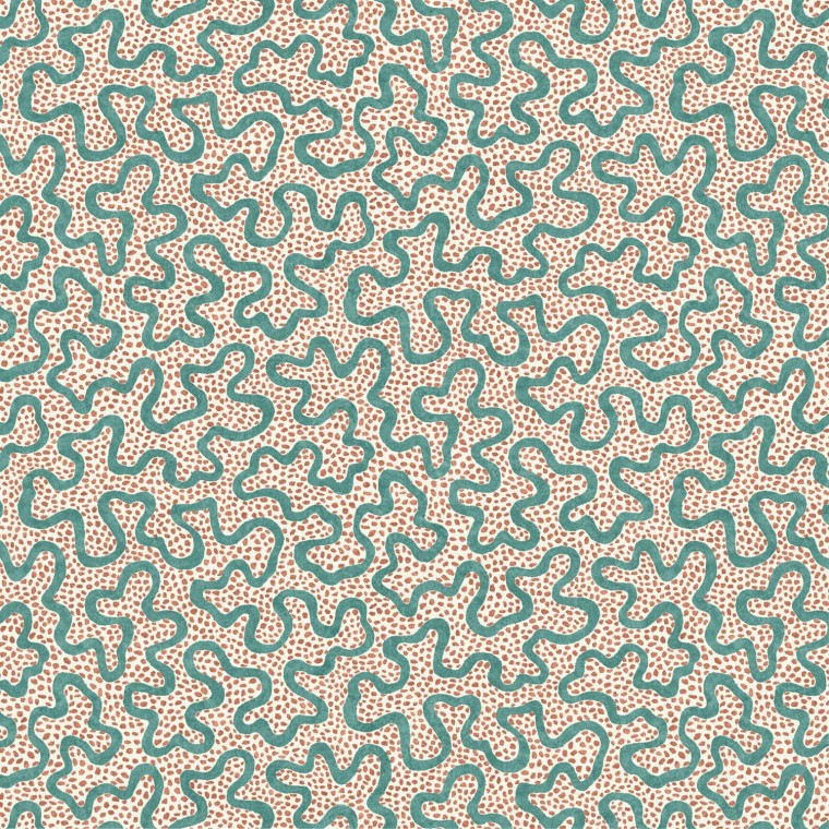 Meander Teal Linen Mix Fabric