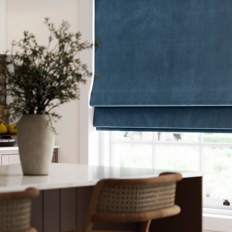 Portofino Indigo Roman Blind