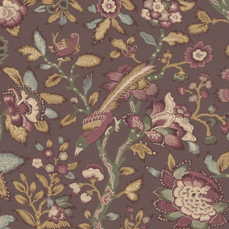 Tabley Mulberry Printed Velvet Fabric