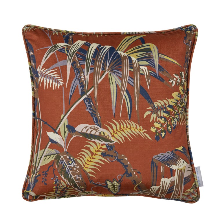 Guadeloupe Russet Printed Velvet Cushion 43cm x 43cm