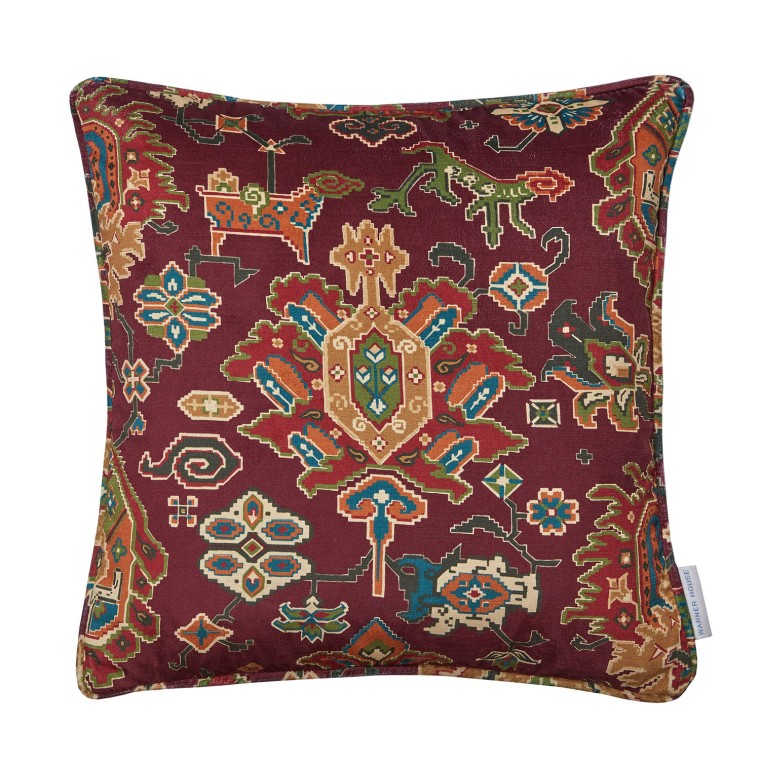 Isfahan Claret Printed Velvet Cushion 43cm x 43cm