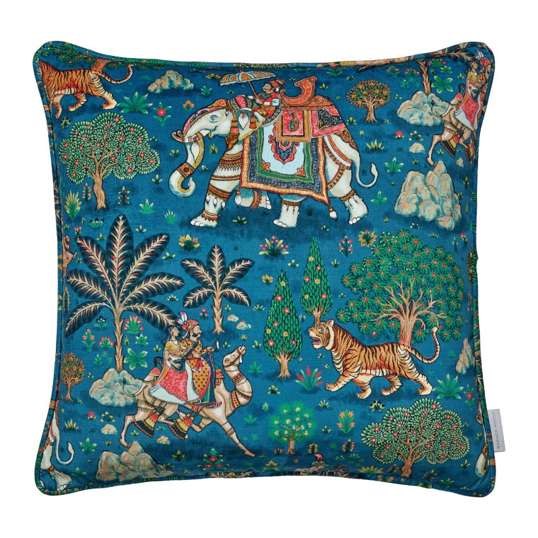 Jaipur Midnight Printed Velvet Cushion 55cm x 55cm