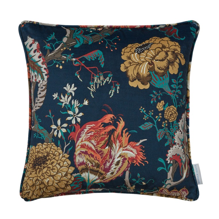Jannah Midnight Printed Velvet Cushion 43cm x 43cm