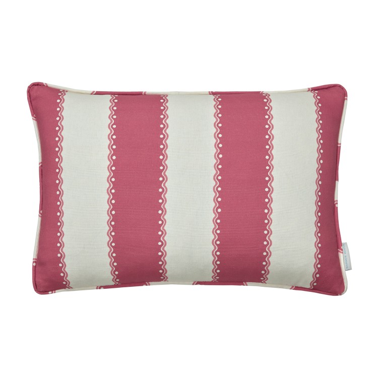 Ornella Raspberry Printed Linen Cushion 55cm x 38cm
