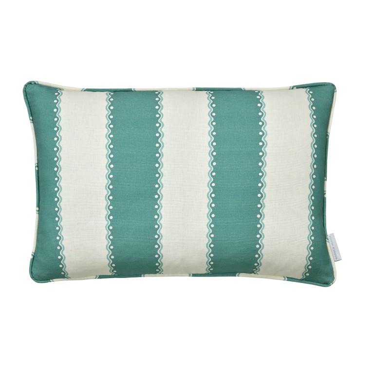 Ornella Teal Printed Linen Cushion 55cm x 38cm
