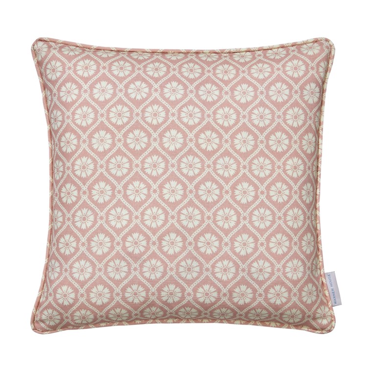 Samira Blush Printed Linen Cushion 43cm x 43cm
