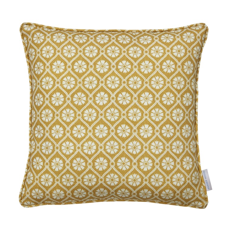 Samira Gold Printed Linen Cushion 43cm x 43cm