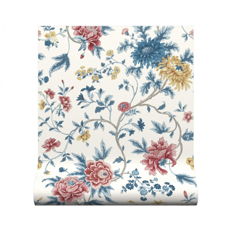 Canton Floral - China Blue - Wallpaper