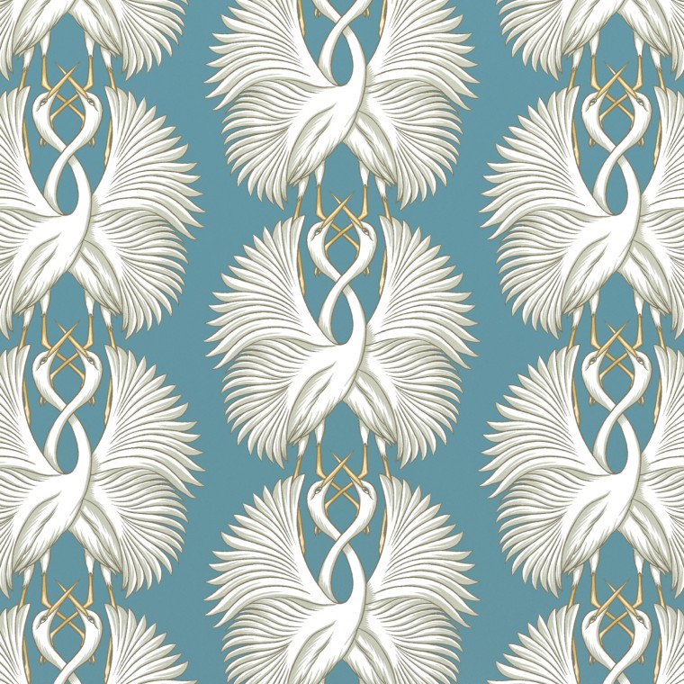 cranes teal wallpaper