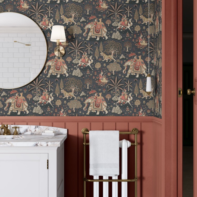 Jaipur Charcoal Wallpaper | Warner House
