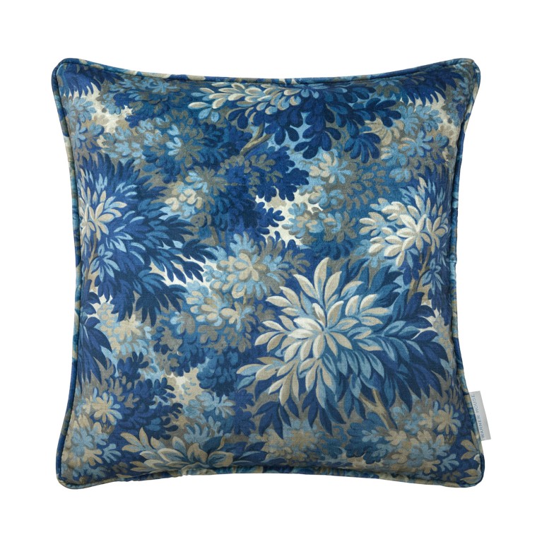 Wildwood Indigo Printed Velvet Cushion 43cm x 43cm