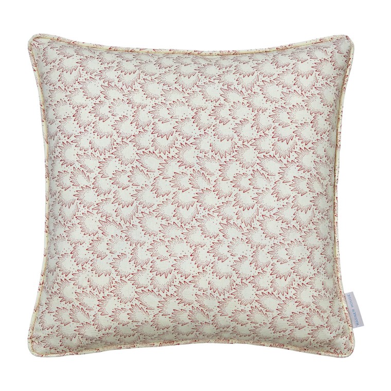 Ziya Raspberry Printed Linen Cushion 43cm x 43cm